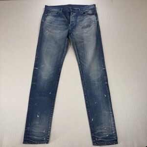 John Elliott Mens 32 Jeans Denim Made In Japan Distressed Blue Button Fly‎